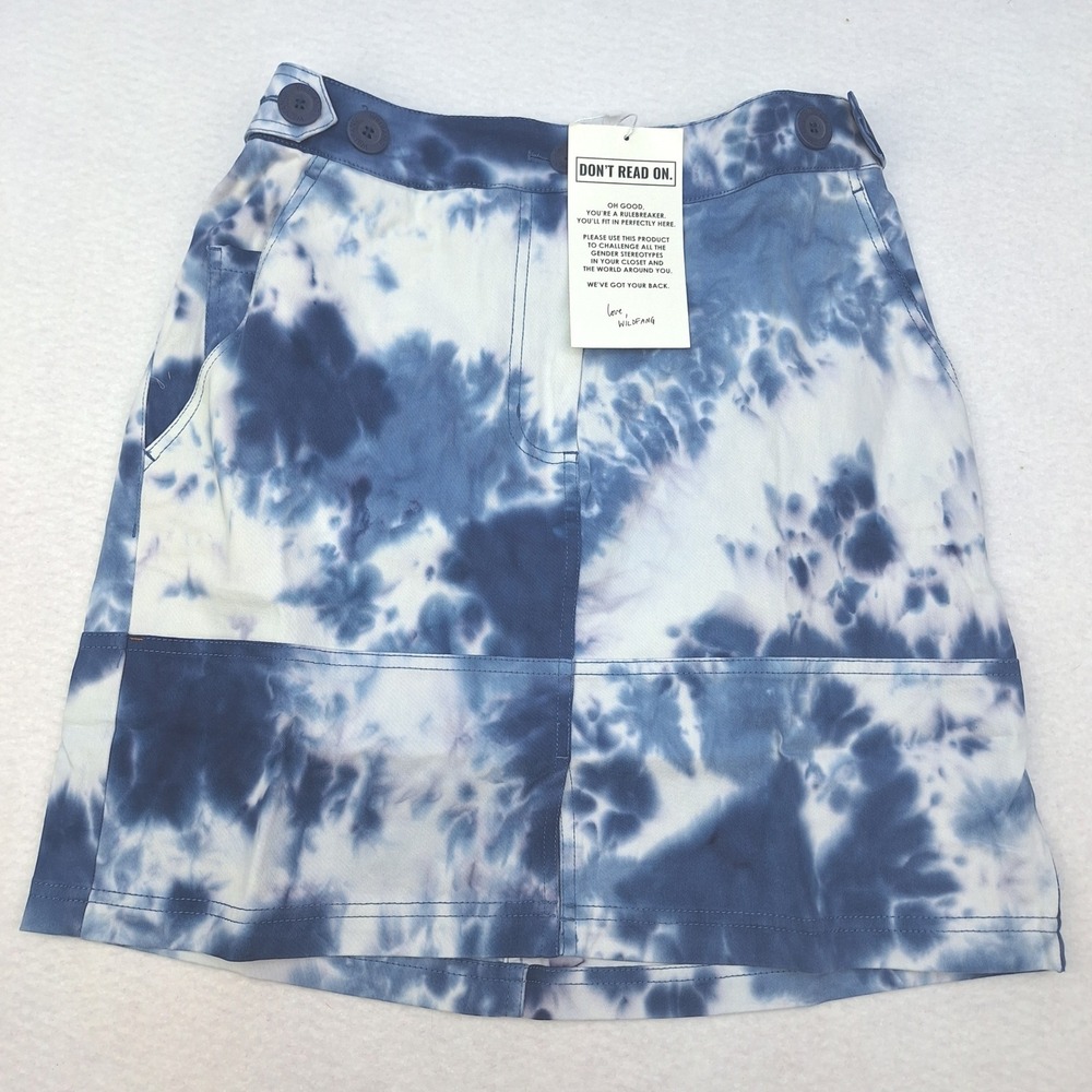 Wildfang Essential Work Skirt Womens Small Blue Tie‎ Dye Mini Utility Streetwear